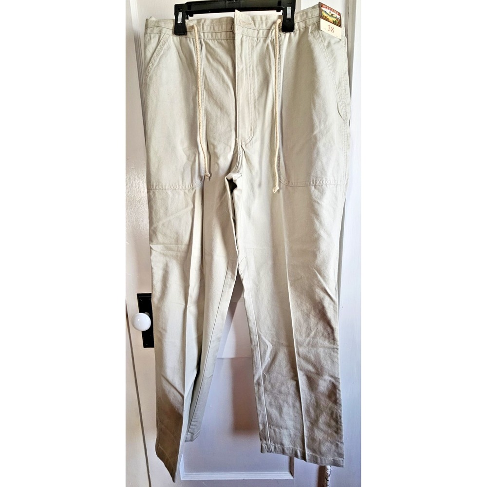 NWT WEEKENDER men zip‎ fly w/drawstring deck pant elastic waist sz 38 sand